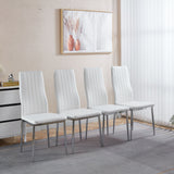 Minimalist Design Dining Chair Set of 4 with Metal Frame - Black or White