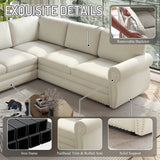 118" L-Shaped Sofa Couch with Pull-Out Bed