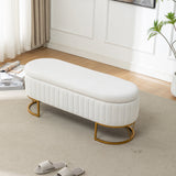 Storage Bench - Velvet Oval Upholstered Design