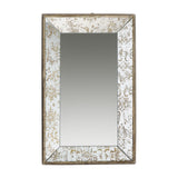 Antique Rectangle Mirror with Floral Accents - Pearl Silver