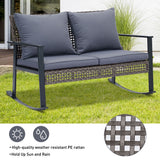 Ainfox Outdoor Patio Furniture Rocking Loveseat, Wicker Rattan Sofa