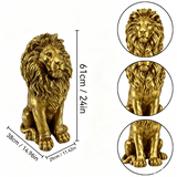 24-Inch Lion Statue, Resin Outdoor Guardian Sculpture, Gold
