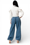 Poplin Crop Shirt Top With Black Tie