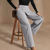 Women's Patchwork Wide-Leg Straight Suit Pants