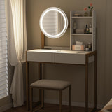 Small Vanity Desk with Mirror and Lights