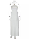 Backless Ruched Halter Neck Maxi Dress