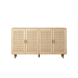 Elegant and Functional 4-Door Rattan Decorative Storage Cabinet