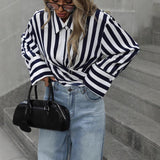 Women's Striped Long-Sleeve Loose Shirt – S–2XL