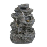 Concrete Rock Waterfall Fountain with LED Lights
