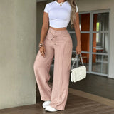 Women's High-Waist Drawstring Wide-Leg Pants