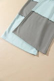 Russet Orange Raw Seam Colorblock Wide Leg Ankle Length Casual Pants