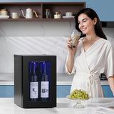 0.6Cu. Ft. Freestanding Wine Cellar Mini Fridge, 4-Bottle Red Wine with 6-Can Beverage Refrigerator, Quiet Compressor, LED Light and Display