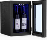 0.6Cu. Ft. Freestanding Wine Cellar Mini Fridge, 4-Bottle Red Wine with 6-Can Beverage Refrigerator, Quiet Compressor, LED Light and Display