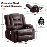 Rocker Recliner Chair with Massage and Heat for Adults,, 360°Swivel oversize recliner chair with Cup Holders, USB Charge Port, Side Pockets for Living Room,Nursery,Bedroom