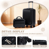 ABS Spinner Wheel Luggage Set with Cosmetic Case - Black