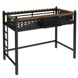 Twin XL Size Loft Bed with Ladders, Storage Shelves, and Bookshelf