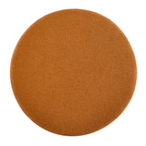 Modish Round Ottoman: Boucle Top with Splayed Rubber Wood Legs, Pumpkin