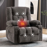 Massage Swivel Rocker Recliner Chair with Vibration Massage and Heat Ergonomic Lounge Chair for Living Room with Rocking Function and Side Pocket, 2 Cup Holders, USB Charge Port