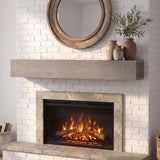 60-Inch Rustic Embossed Wood Fireplace Mantel, Wall-Mounted Floating Shelf, Gray