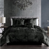 Turin 7 Piece Black Crinkle Velvet Comforter Set