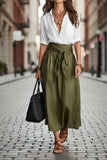 Button-Down Shirt & Straight Skirt Two-Piece Set