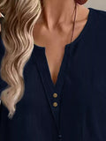 Notched Short Sleeve Blouse