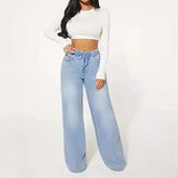 25 Edition – High Waist Drawstring Wide Leg Jeans – Light Blue