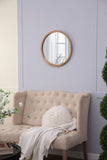 Circle Wall Mirror with Wooden Frame - Black, Light Brown, Dark Brown