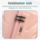 ABS 2-Piece Luggage Set with Spinner Wheels and Combination Lock - Pink