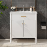 Bathroom Vanity With Sink, Soft Close Doors And Adjustable Shelf