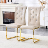 Set of 4 Retro Alligator Skin Dining Chairs, Beige Faux Leather with Crystal Buckles