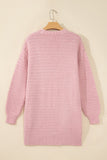 Light Pink Open Front Soft Fuzzy Ribbed Sweater Cardigan
