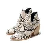 Leopard Print Short Boots for Women Spring Autumn High Heel Martin Boots Chunky Heel Pointed Ankle Boots Women