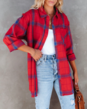Women Summer Vacation New Large Plaid Long Sleeve Burr Shirt