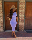 Women Clothing Women Clothing Spring Summer Sexy round Neck Solid Color Multi Color Sheath Dress