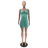 Women Clothing Summer Sexy Sleeveless V neck Folding Suspender Jumpsuit