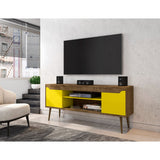 Modern Design TV Stand with Concealed Storage - White or Yellow