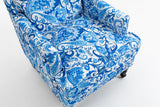 Upholstered Accent Chair, Vintage Armchair, Blue and White Stripes