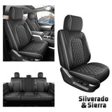 Umbrauto Seat Cover for Chevy Silverado/GMC Sierra 1500 2007-2013&2019-2026,3D Laser-Scan Custom Fit 2500/3500HD 2020-2026 Crew/Double Cab, Nappa Leather, Waterproof, Full Coverage, Airbag Compatible,Gray
