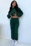 Autumn Winter Solid Color Long Sleeve Hooded Fleece Lined Sweater Women Casual Trousers sets