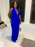 Women Clothing Spring Summer Wave Pattern Sexy Bandeau High Waist Jumpsuit