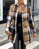 Autumn Winter New Plaid Woolen Coat