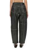 Ganni Women "Stary" Jeans In Sparkling Foil