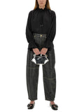 Ganni Women "Stary" Jeans In Sparkling Foil