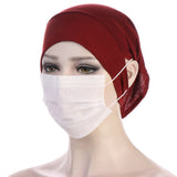 NEW Soft Cotton Hijab Breathable Turban Tie Under Scarf Elegant Ear Hole Stretch Inner Hijabs Lightweight Turban Round Front Under Hijab Caps Female Turban Bonnet