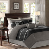 7 Piece Faux Suede Comforter Set - Black - King