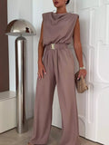 Cowl Neck Wide-Leg Jumpsuit