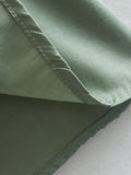 Spring Women Clothing Army Green Long Sleeve Pleated Dress