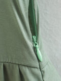 Spring Women Clothing Army Green Long Sleeve Pleated Dress