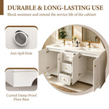 60" White French-Style Bathroom Vanity Cabinet
